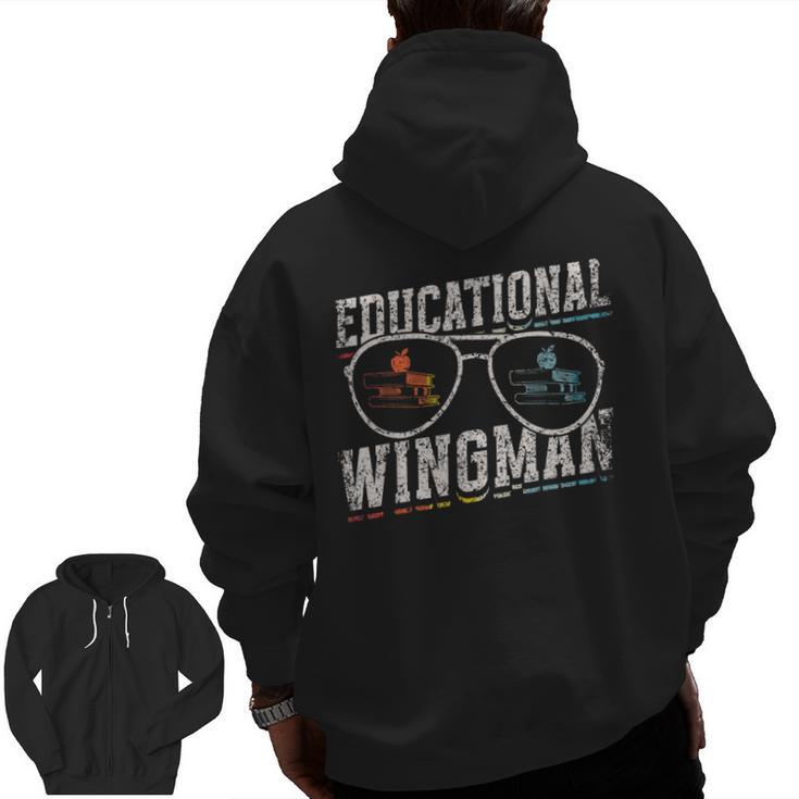 Educational Wingman Assisting Teacher Teaching Assistant Men Zip Up Hoodie Back Print
