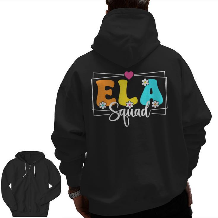 ELA Squad Teacher Back To School English Language Arts Men Zip Up Hoodie Back Print