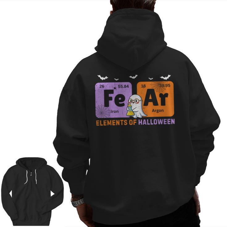 Elements Of Halloween Fear Periodically Chemistry Teacher Men Zip Up Hoodie Back Print