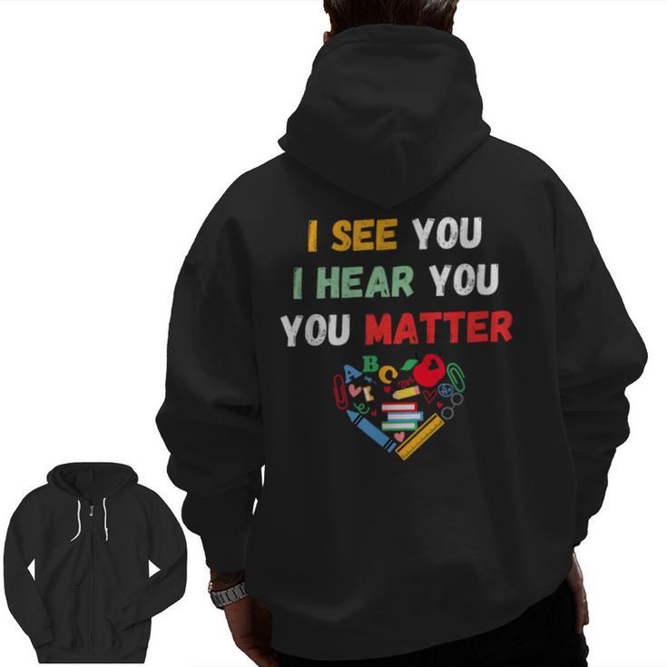 Emotional Intelligence Quote For School Counselor Teacher Men Zip Up Hoodie Back Print