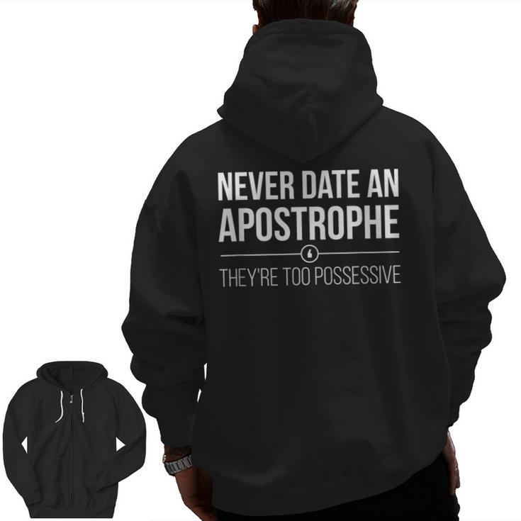 English Teacher Grammar Pun Shirt Men Zip Up Hoodie Back Print