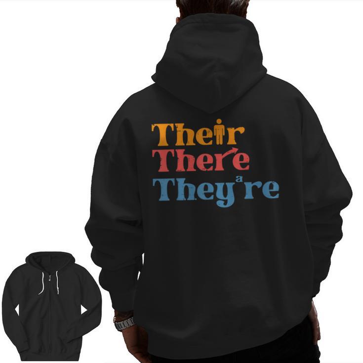 English Teacher Their There Theyre Grammar Men Women Men Zip Up Hoodie Back Print