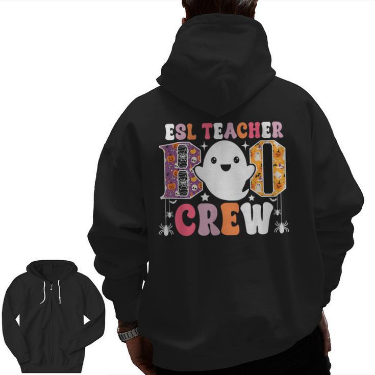 ESL Teacher Boo Crew Halloween Costume Men Zip Up Hoodie Back Print