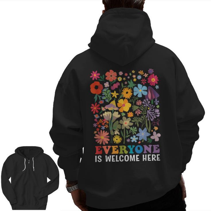 Everyone Is Welcome Here Tshirt Idaho Teacher Support Retro Men Zip Up Hoodie Back Print
