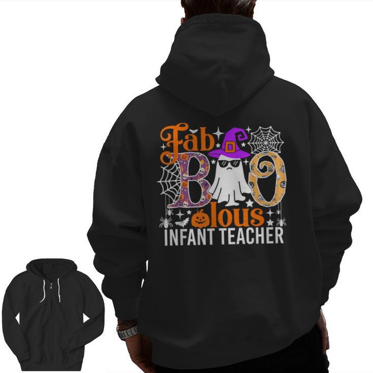 Fab Boo Lous Infant Teacher Halloween Costume Men Zip Up Hoodie Back Print