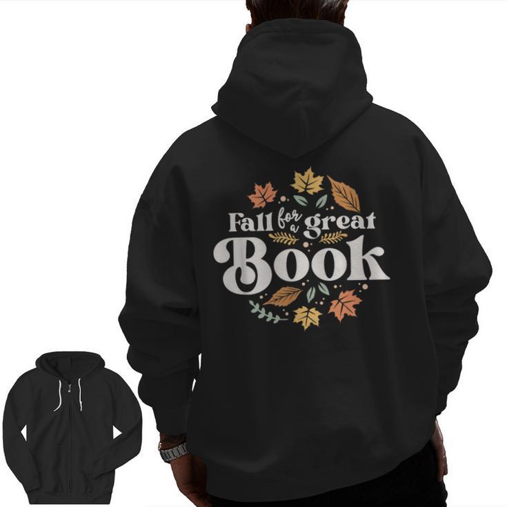 Fall For A Great Book Reading Librarian Autumn Teacher Men Zip Up Hoodie Back Print