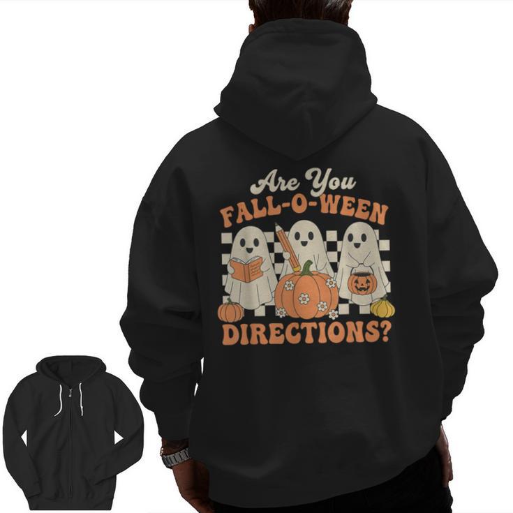 Are You Fall O Ween Directions Halloween Teacher Men Zip Up Hoodie Back Print