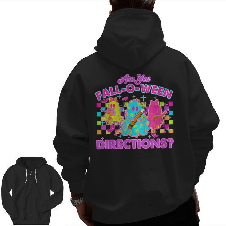 Are You Fall-O-Ween Directions Teacher Ghost Halloween Men Zip Up Hoodie Back Print
