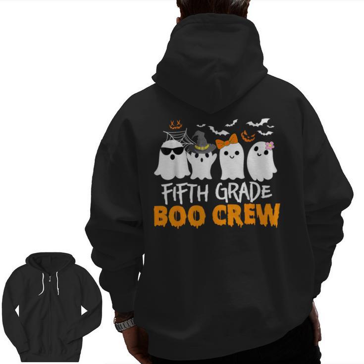 Fifth Grade Boo Crew Halloween Teacher Costume Men Zip Up Hoodie Back Print