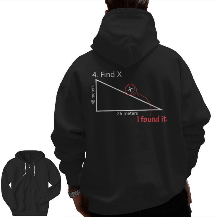 Find X Math Teacher Graphic Sarcastic Novelty Dad Joke Men Zip Up Hoodie Back Print