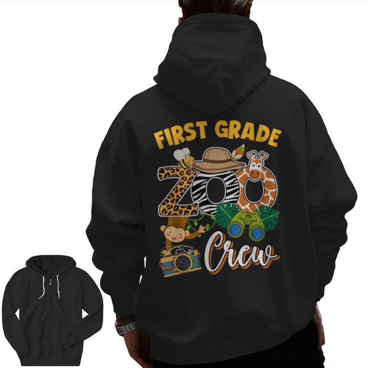 First Grade Zoo Field Trip Squad Matching Teacher Students Men Zip Up Hoodie Back Print