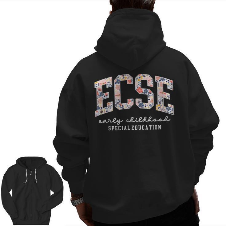 Floral ECSE Early Childhood Special Education SPED Teacher Men Zip Up Hoodie Back Print