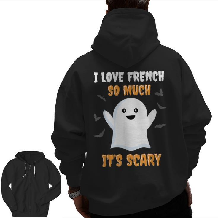 French Teacher Halloween French Class School Men Zip Up Hoodie Back Print