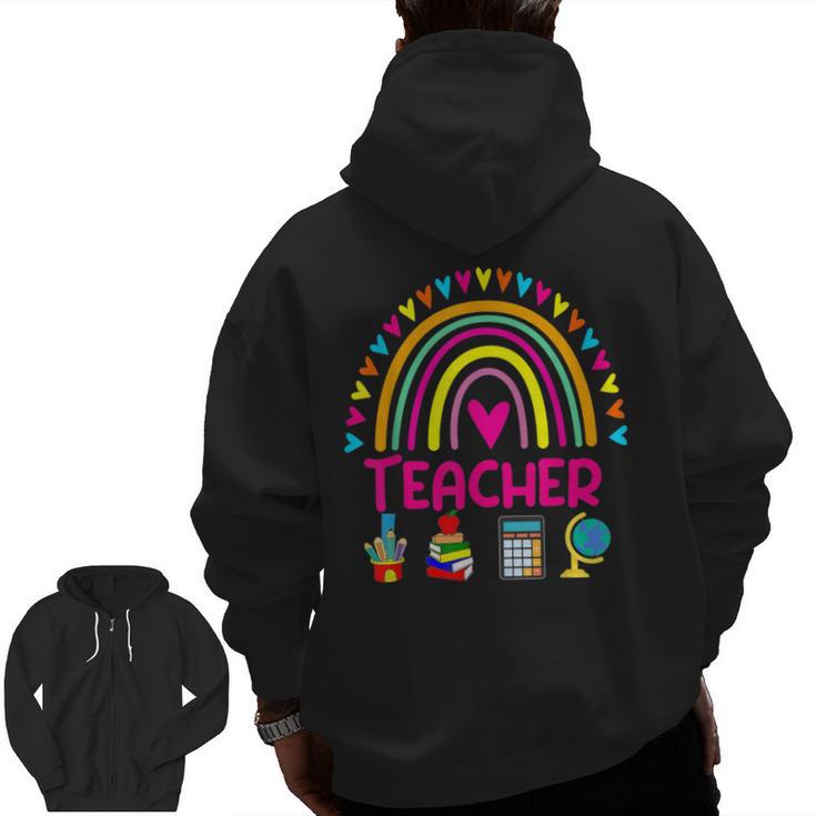 Future Kids Career Teacher Rainbow Boy Girl Graduations Men Zip Up Hoodie Back Print