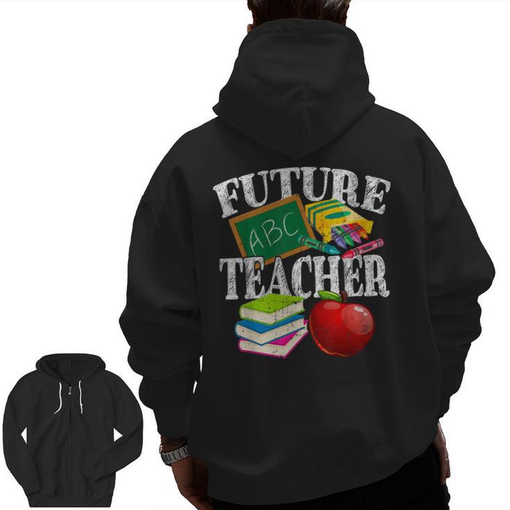 Future Teacher With Canyon And Book Teacher Men Women Girls Kids Men Zip Up Hoodie Back Print