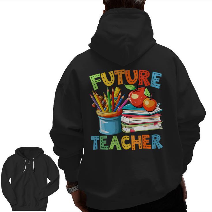 Future Teacher Costume For Kids Back To School Boy Girl Men Zip Up Hoodie Back Print