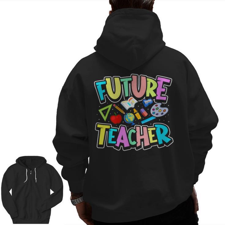 Future Teacher Kid's Career Men Zip Up Hoodie Back Print