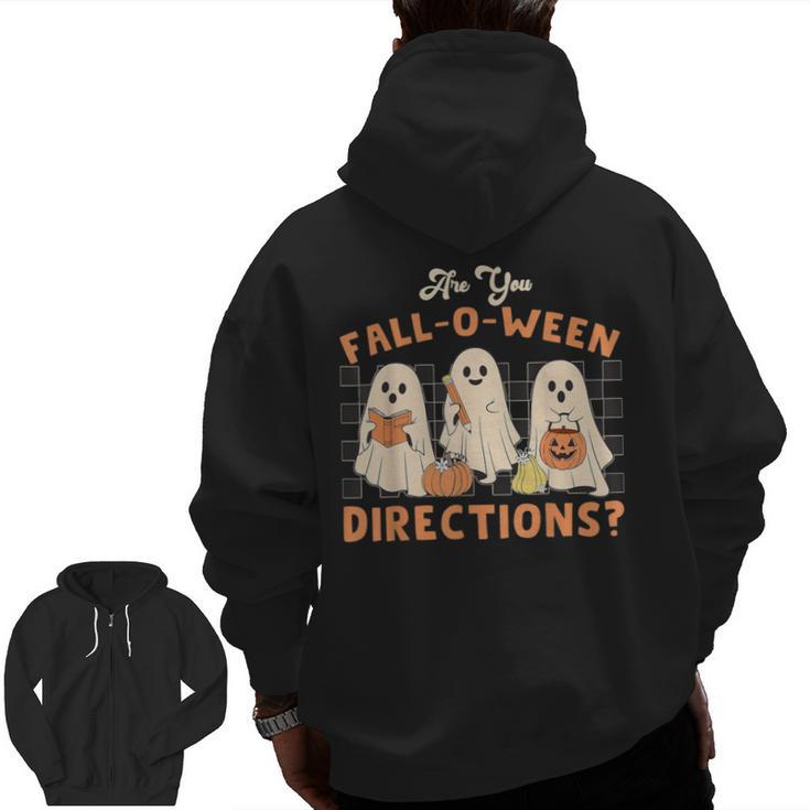 Ghost Are You Fall-O-Ween Directions Teacher Halloween Men Zip Up Hoodie Back Print