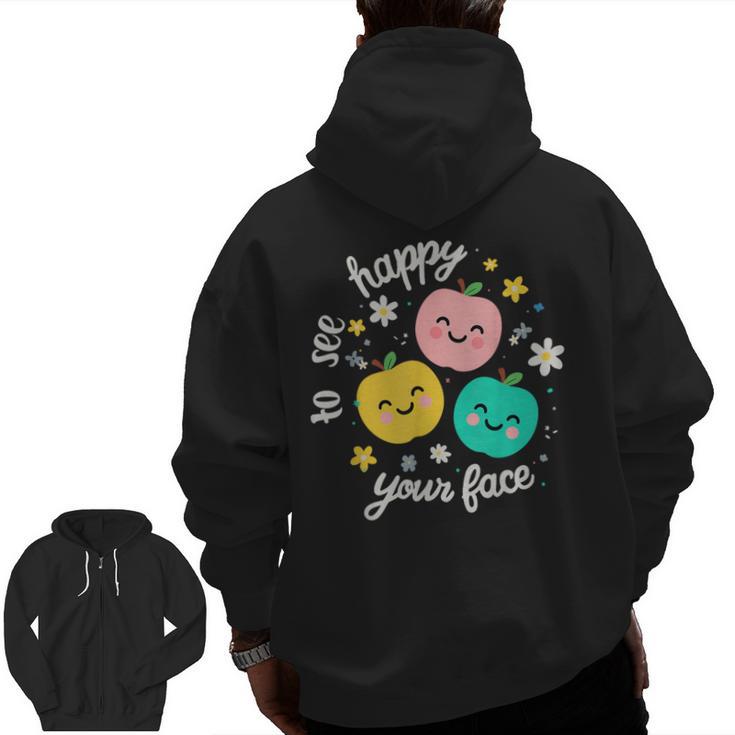 Groovy Happy To See Your Face Teacher School Appreciation Men Zip Up Hoodie Back Print