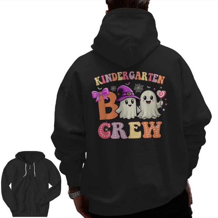 Groovy Kindergarten Boo Crew Kinder Halloween Teacher Kids Men Zip Up Hoodie Back Print