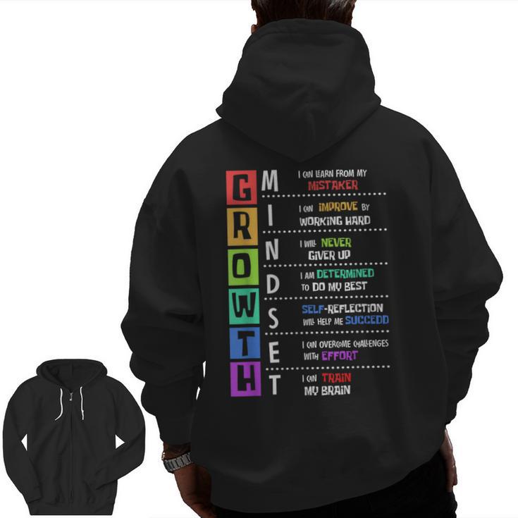 Growth Mindset Positive Motivational Classroom Teacher Learn Men Zip Up Hoodie Back Print