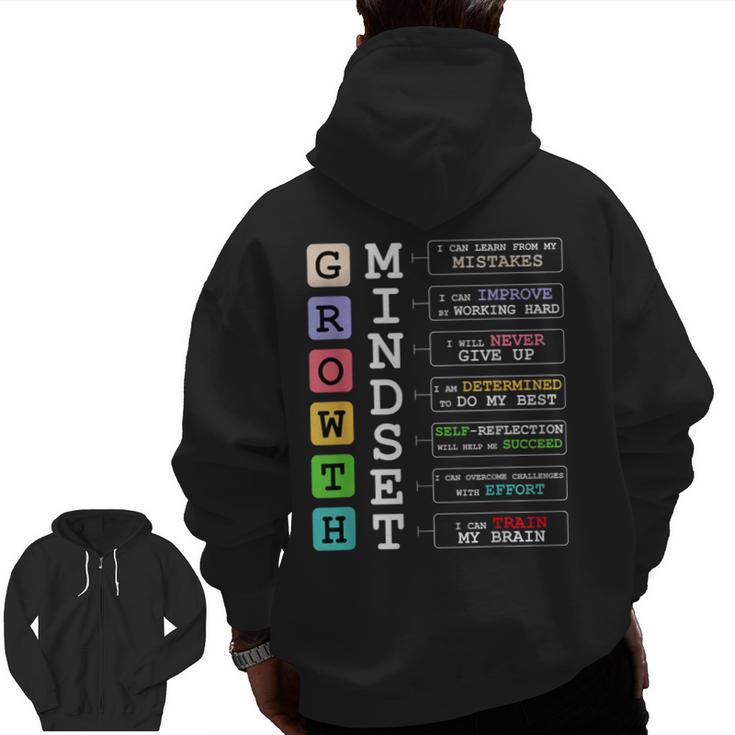 Growth Mindset Shirt Positive School Classroom Teacher Men Zip Up Hoodie Back Print