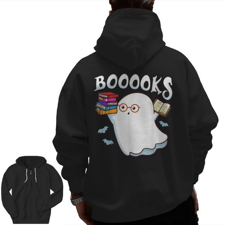 Halloween Books Librarian English Teacher Reader Reading Men Zip Up Hoodie Back Print