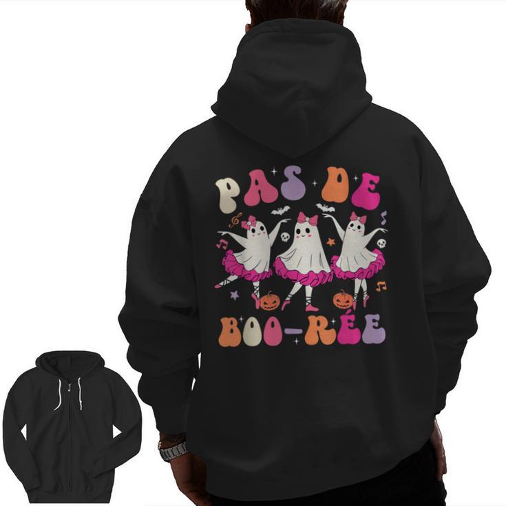 Halloween Dance Teacher Pas De Boo-Ree Ghost Ballet Dancer Men Zip Up Hoodie Back Print