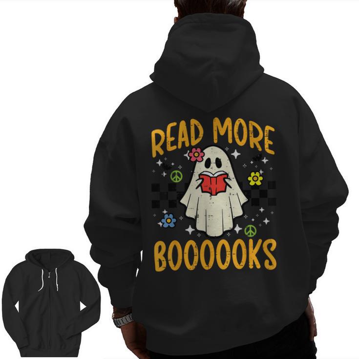 Halloween Read More Books Retro Costume Teacher Women Girls Men Zip Up Hoodie Back Print