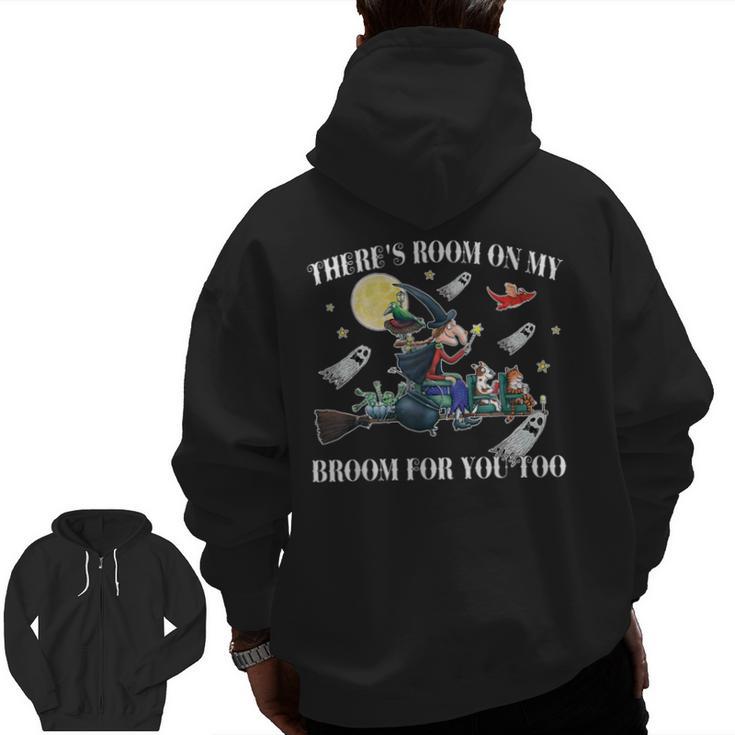 Halloween There's Room On My Broom For You Too Teacher Men Zip Up Hoodie Back Print
