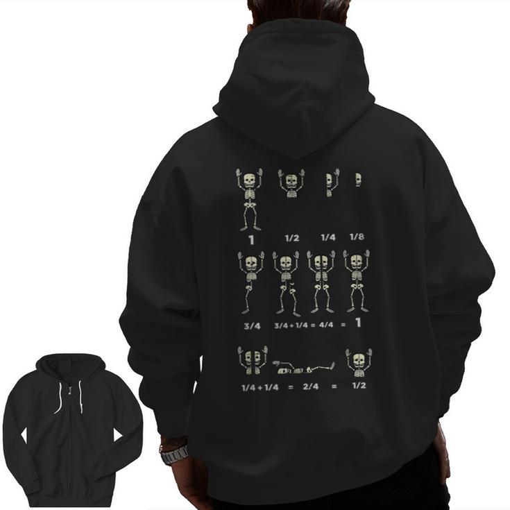 Halloween Skeleton Math Fraction Teacher Men Women Men Zip Up Hoodie Back Print