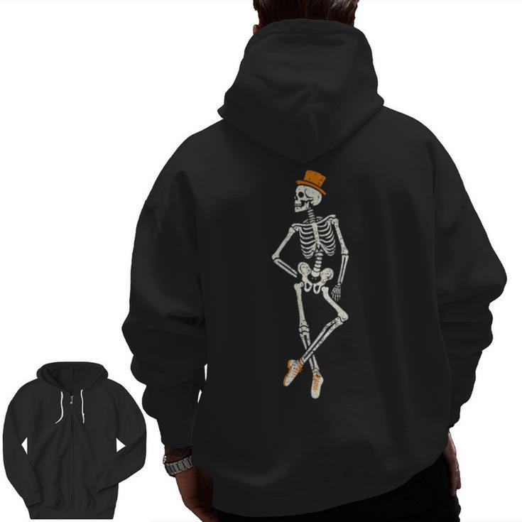 Halloween Skeleton Tap Dance Ballet Dance Teacher Men Zip Up Hoodie Back Print