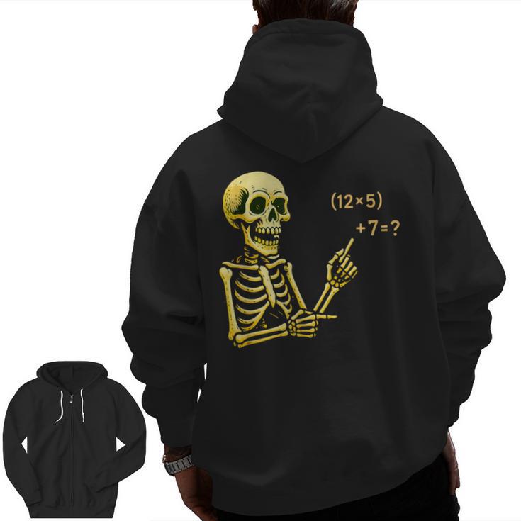 Halloween Teacher Six Seven 6 7 Skeleton Spooky Costume Men Zip Up Hoodie Back Print