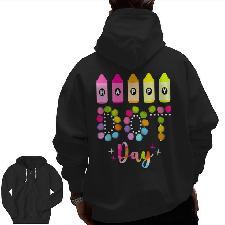 Happy Dot Day 2025 Teacher Kids Girls Colorful Polka Dot Day Men Zip Up Hoodie Back Print