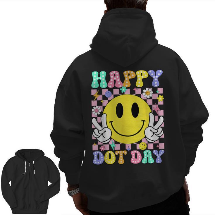 Happy Dot Day Shirts Teacher Student Girls Kids Smile Face Men Zip Up Hoodie Back Print