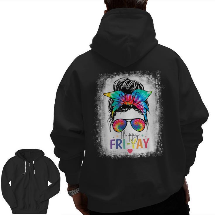 Happy Fri-Yay Friday Teacher Life Happy Friday Men Zip Up Hoodie Back Print