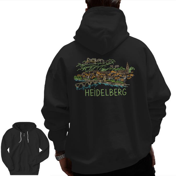 Heidelberg Germany Art Men Women Men Zip Up Hoodie Back Print