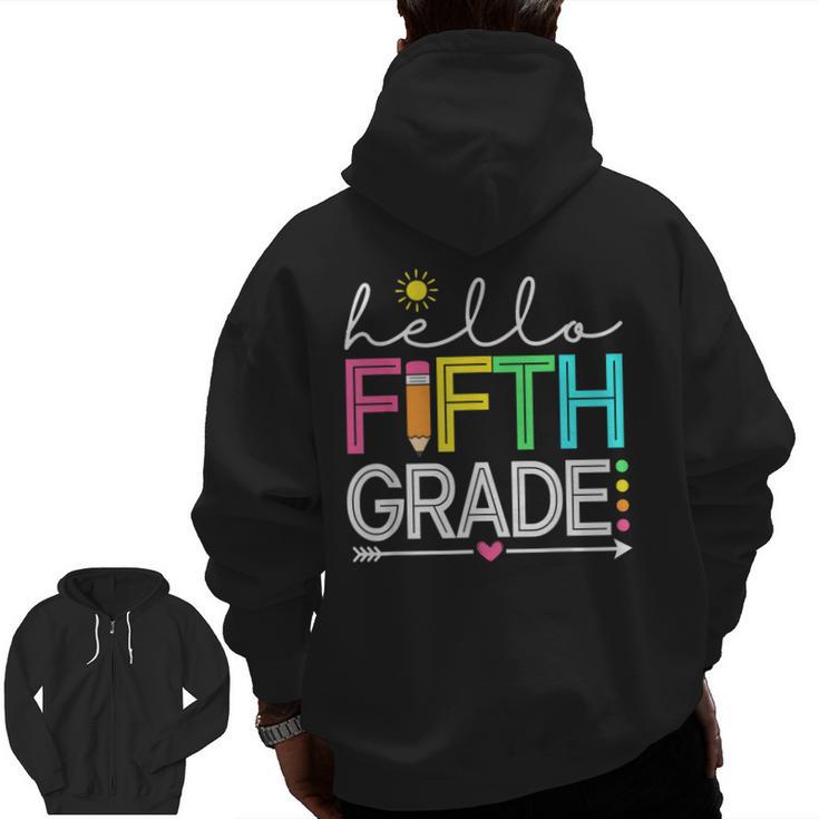 Hello Fifth Grade Teacher Student 5th Grade Back To School Men Zip Up Hoodie Back Print