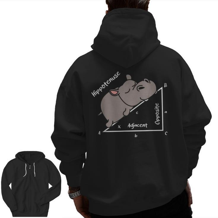 Hippotenuse Hippo Angle Function Hypotenuse Math Teacher Men Zip Up Hoodie Back Print