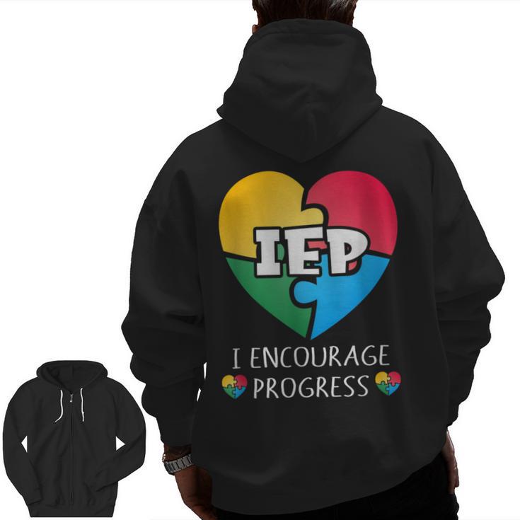 IEP I Encourage Progress Special Education School Teacher Men Zip Up Hoodie Back Print