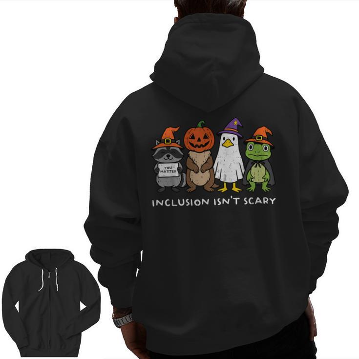 Inclusion Isn't Scary SLP Halloween Sped Teacher Animal Men Zip Up Hoodie Back Print