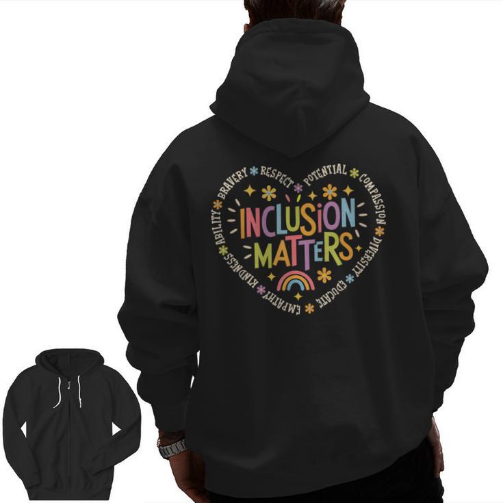 Inclusion Matters Special Education Teacher Autism Awareness Men Zip Up Hoodie Back Print