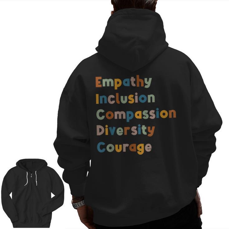 Inclusive Teacher Diversity Inclusion Empathy Teacher Team Men Zip Up Hoodie Back Print