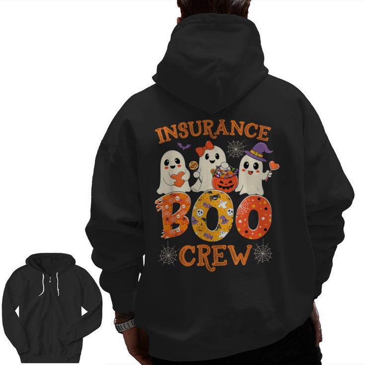 Insurance Boo Crew Halloween Spooky Costume Teacher Men Zip Up Hoodie Back Print