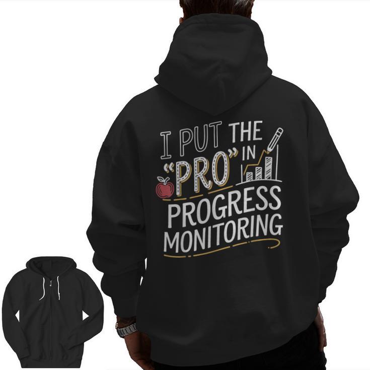 Intervention Teacher Progress Monitoring Intervention Men Zip Up Hoodie Back Print