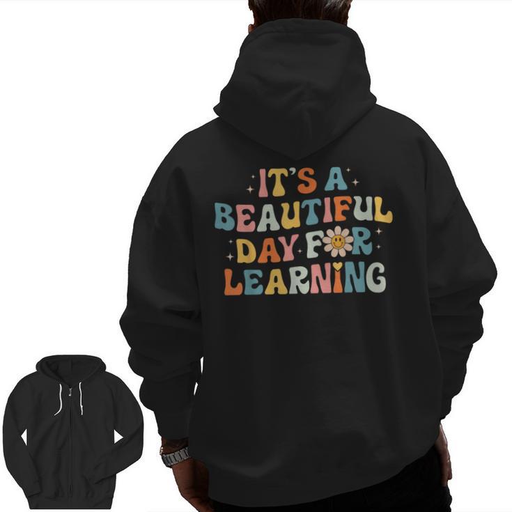 It's Beautiful Day For Learning Retro Teacher Women Men Men Zip Up Hoodie Back Print