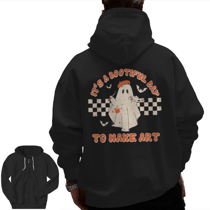 It's A Bootiful Day To Make Art Halloween Art Teacher Men Zip Up Hoodie Back Print