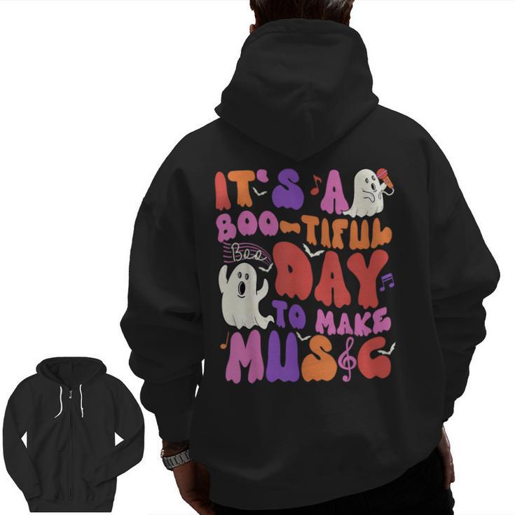 It's a Bootiful Day To Make Music Halloween Music Teacher Men Zip Up Hoodie Back Print