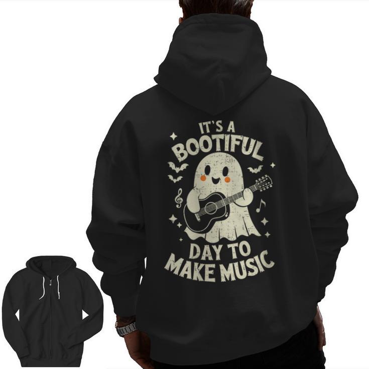 It's A Bootiful Day To Make Music Halloween Music Teacher Men Zip Up Hoodie Back Print