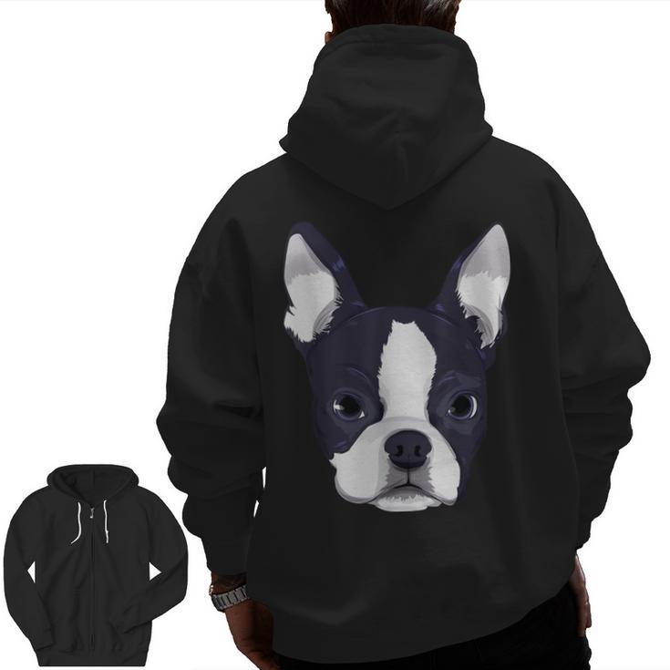 Kids Boston Terrier Dog For Women And Girls Men Zip Up Hoodie Back Print